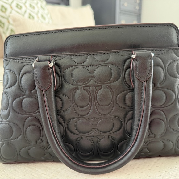 Coach Mini Darcie Carryall Black Embossed Satchel - Picture 3 of 8
